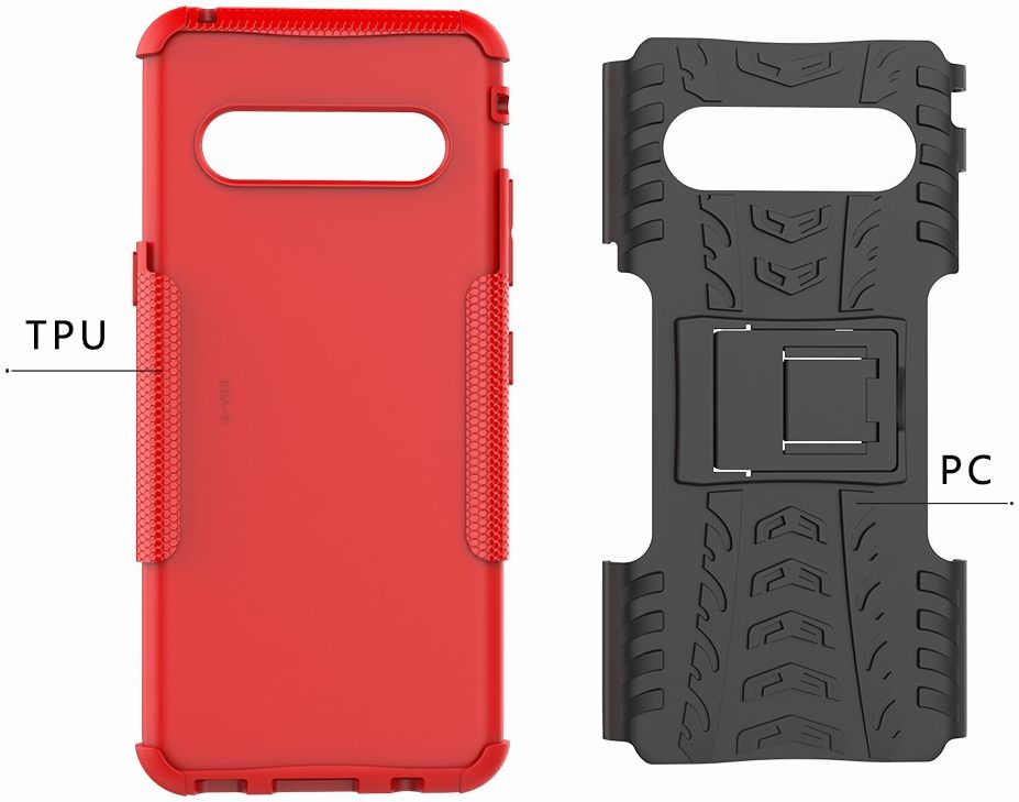 Robuust Hybride LG V60 ThinQ Hoesje Rood afbeelding 7