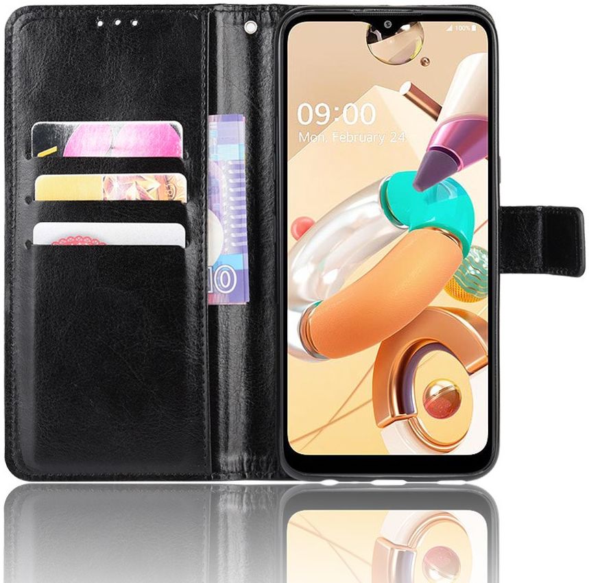 LG V60 ThinQ Crazy Horse Leren Portemonnee Hoesje Zwart afbeelding 6