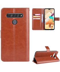 LG V60 ThinQ Crazy Horse Leren Portemonnee Hoesje Bruin