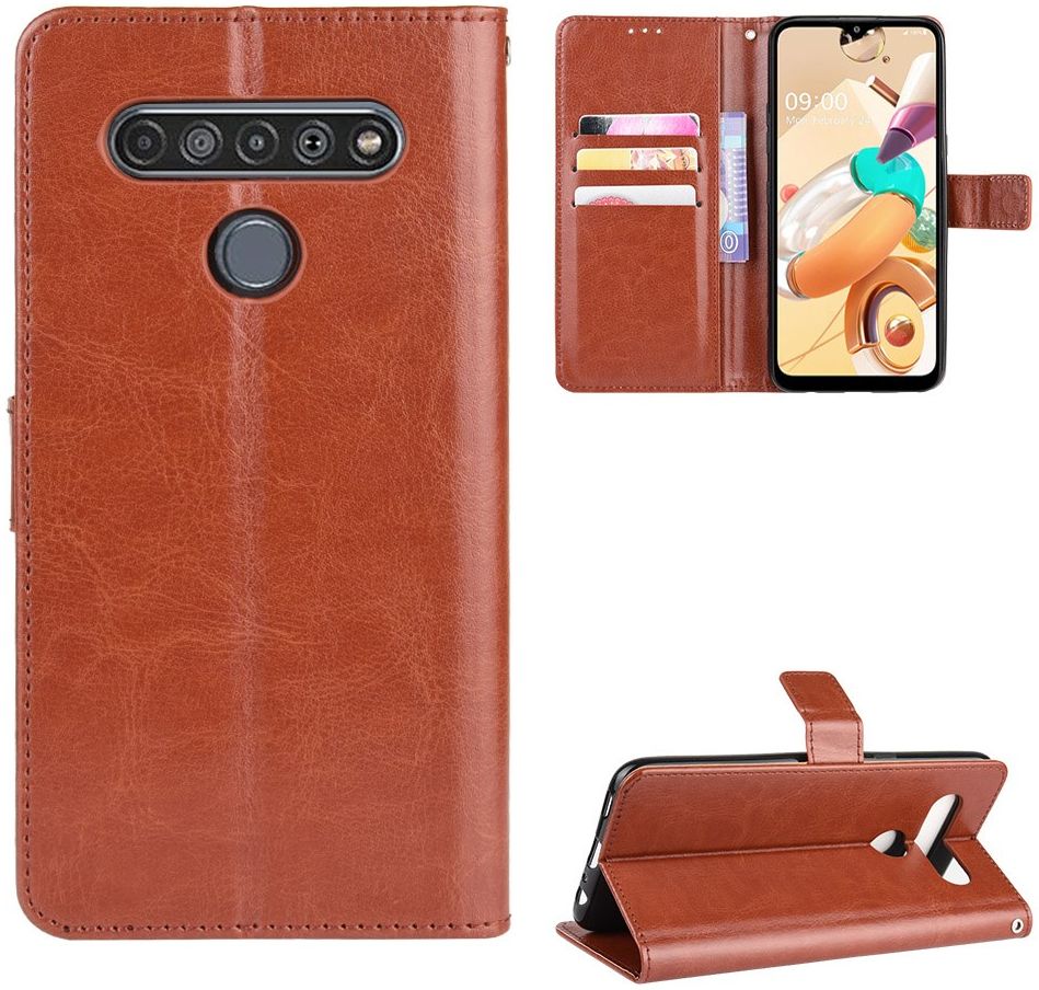LG V60 ThinQ Crazy Horse Leren Portemonnee Hoesje Bruin afbeelding 1