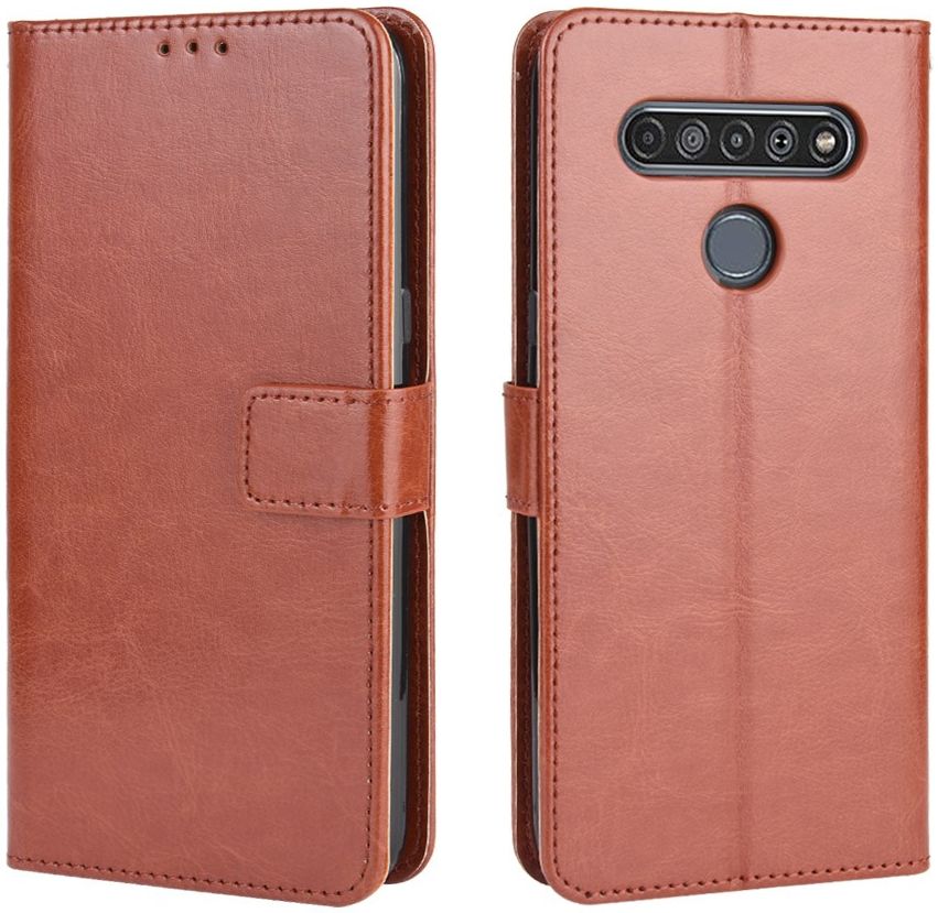LG V60 ThinQ Crazy Horse Leren Portemonnee Hoesje Bruin afbeelding 2