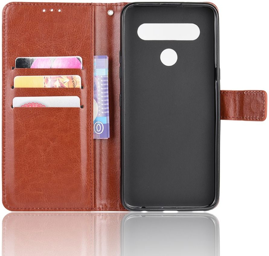 LG V60 ThinQ Crazy Horse Leren Portemonnee Hoesje Bruin afbeelding 4