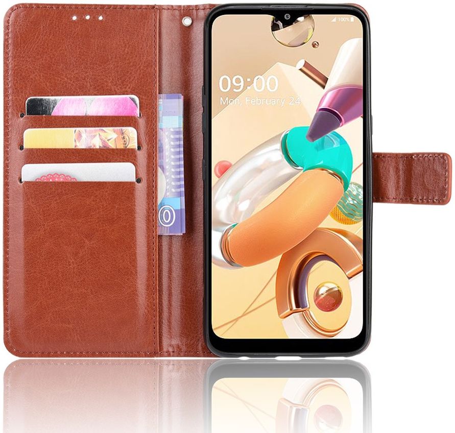 LG V60 ThinQ Crazy Horse Leren Portemonnee Hoesje Bruin afbeelding 5