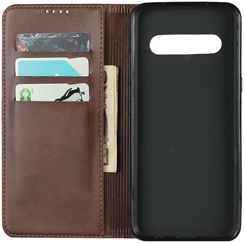LG V60 ThinQ Portemonnee Stand Hoesje Coffee afbeelding 4