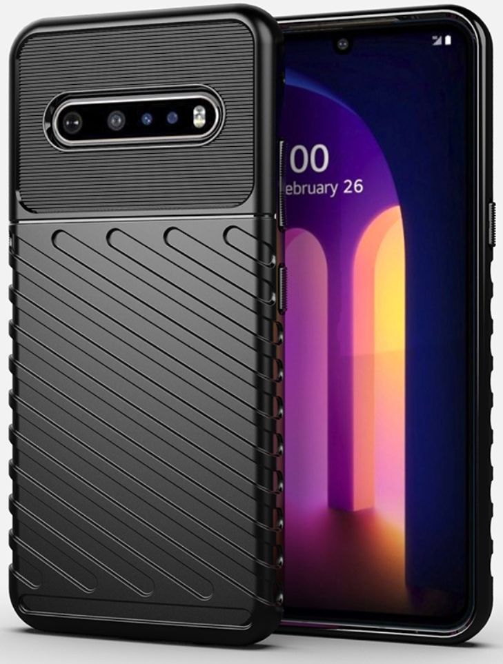 LG V60 ThinQ Twill Thunder Texture Back Cover Zwart afbeelding 1