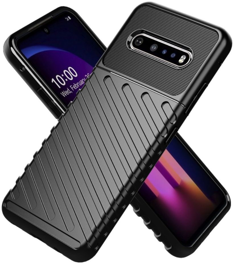 LG V60 ThinQ Twill Thunder Texture Back Cover Zwart afbeelding 2