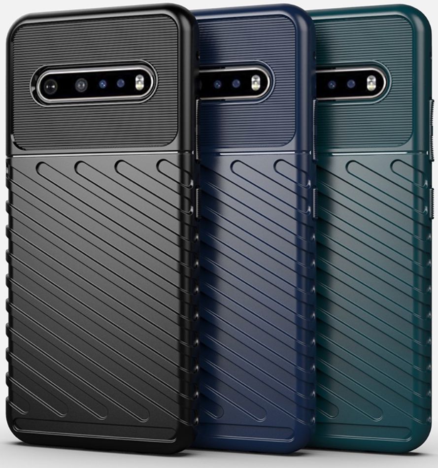 LG V60 ThinQ Twill Thunder Texture Back Cover Zwart afbeelding 3