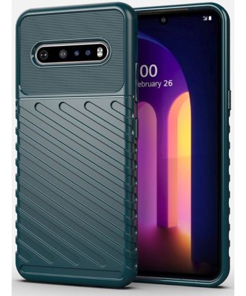 LG V60 ThinQ Twill Thunder Texture Back Cover Groen Hoesjes