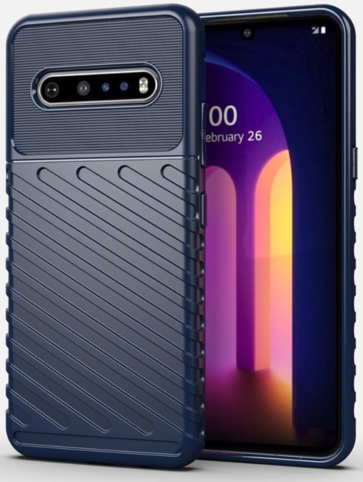 LG V60 ThinQ Twill Thunder Texture Back Cover Blauw afbeelding 1