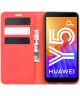 Huawei Y5p Book Case Hoesje Luxe Wallet Kunst Leer Rood