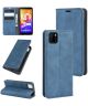 Huawei Y5p Book Case Hoesje Luxe Wallet Kunst Leer Blauw