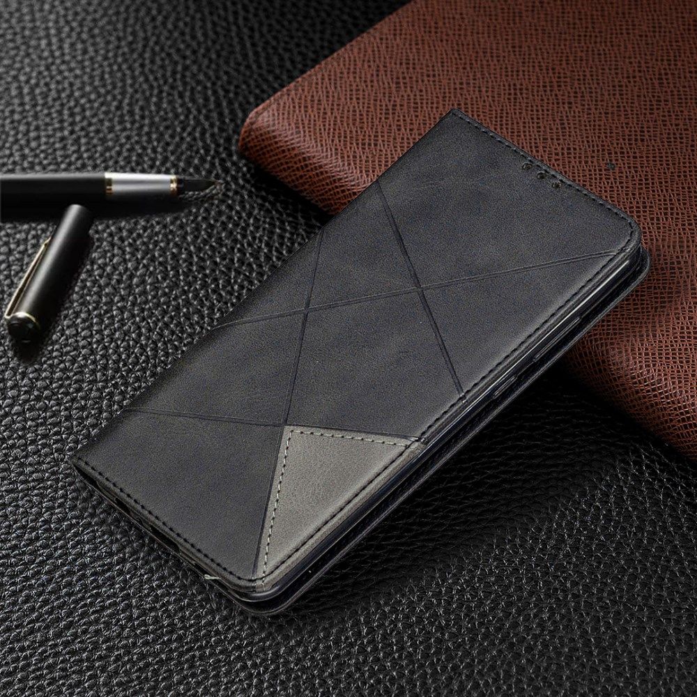 Huawei Y6p Geometrich Portemonnee Hoesje Zwart afbeelding 10