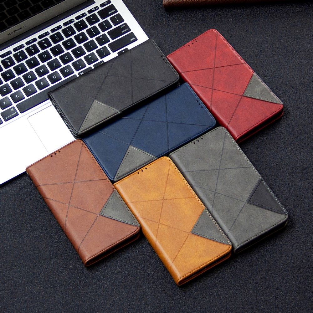 Huawei Y6p Geometrich Portemonnee Hoesje Zwart afbeelding 2