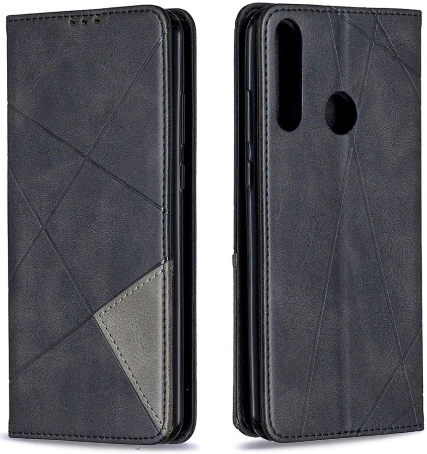 Huawei Y6p Geometrich Portemonnee Hoesje Zwart afbeelding 6