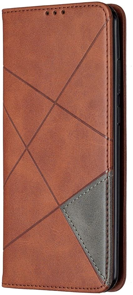 Huawei Y6p Geometrich Portemonnee Hoesje Coffee afbeelding 2
