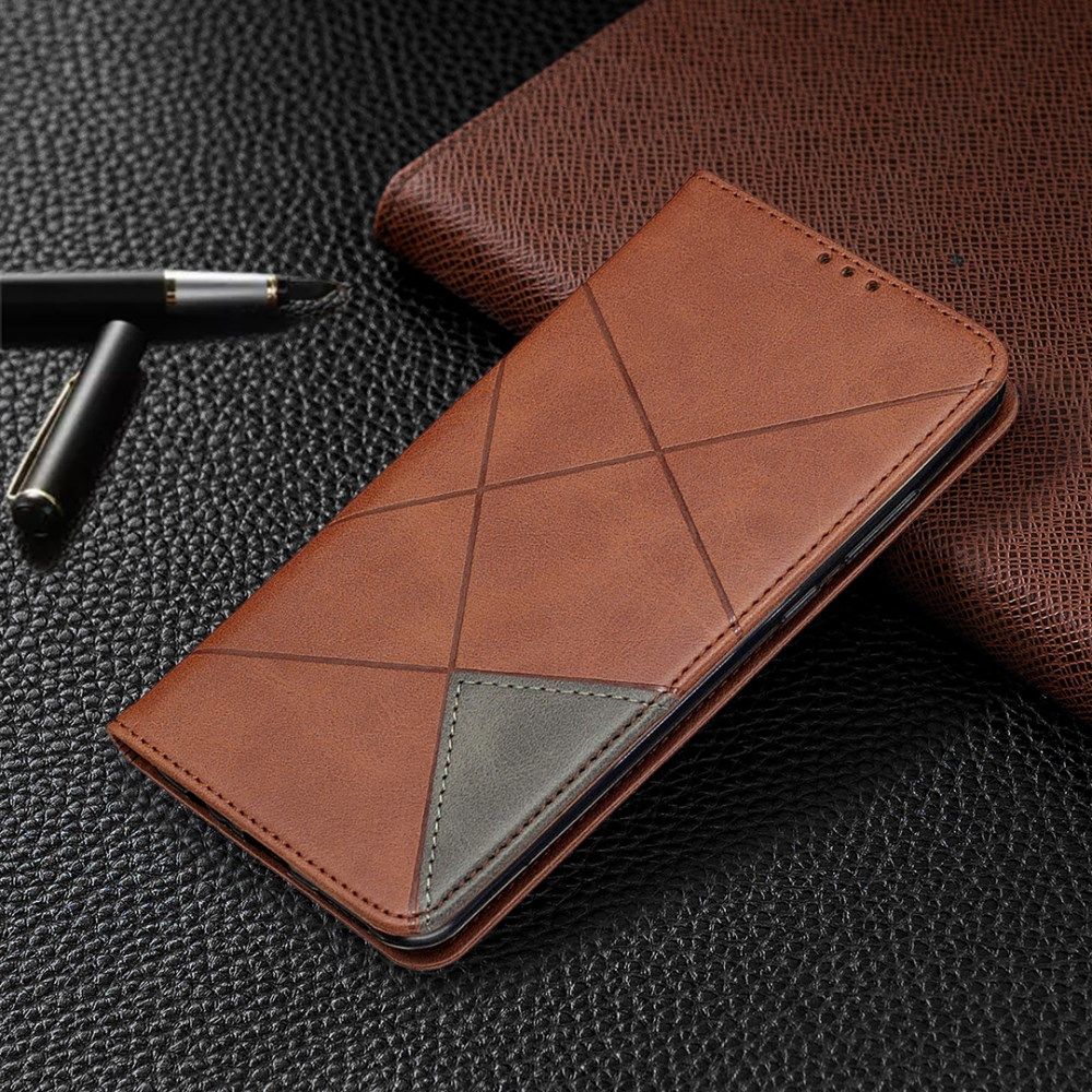 Huawei Y6p Geometrich Portemonnee Hoesje Coffee afbeelding 8
