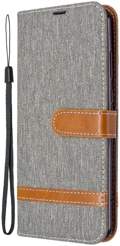 Huawei Y6p Jeans Portemonnee Hoesje Grijs afbeelding 2