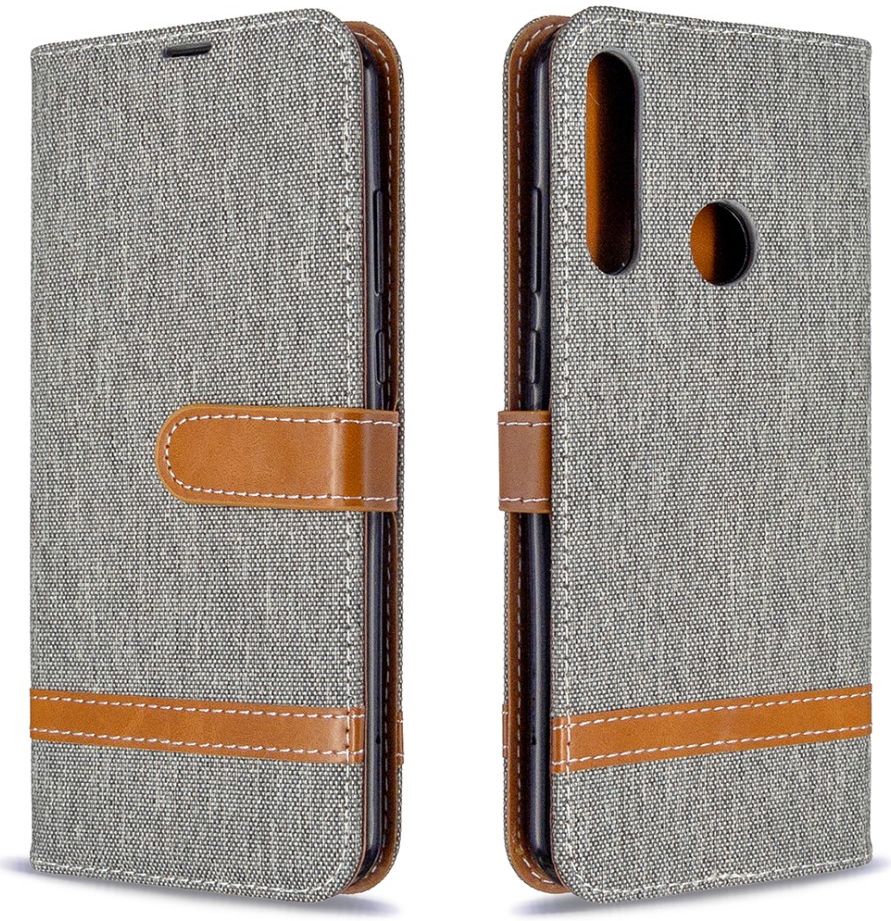 Huawei Y6p Jeans Portemonnee Hoesje Grijs afbeelding 4