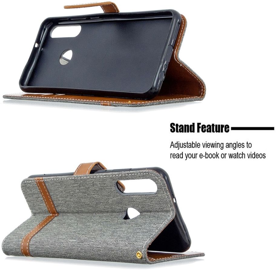 Huawei Y6p Jeans Portemonnee Hoesje Grijs afbeelding 5