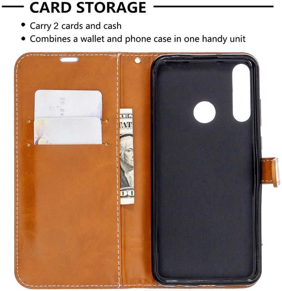 Huawei Y6p Jeans Portemonnee Hoesje Grijs afbeelding 6