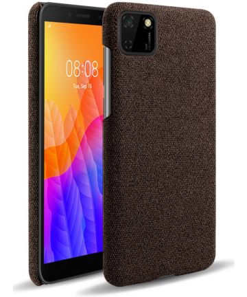 Huawei Y5p Stof Hard Back Cover Coffee Hoesjes