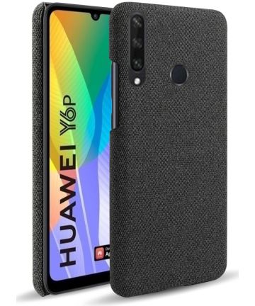 Huawei Y6p Stof Hard Back Cover Zwart Hoesjes