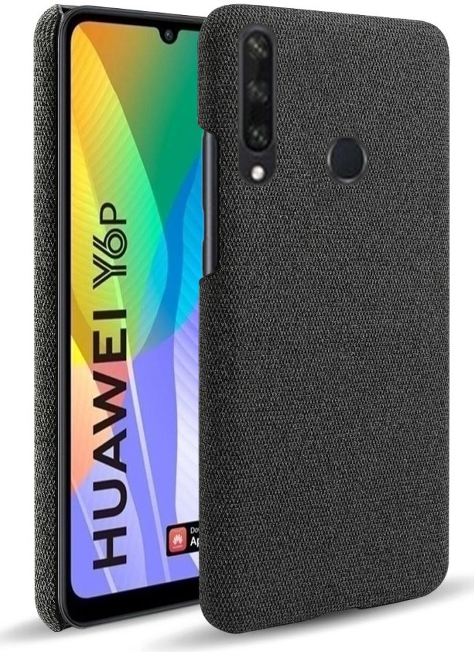 Huawei Y6p Stof Hard Back Cover Zwart afbeelding 1