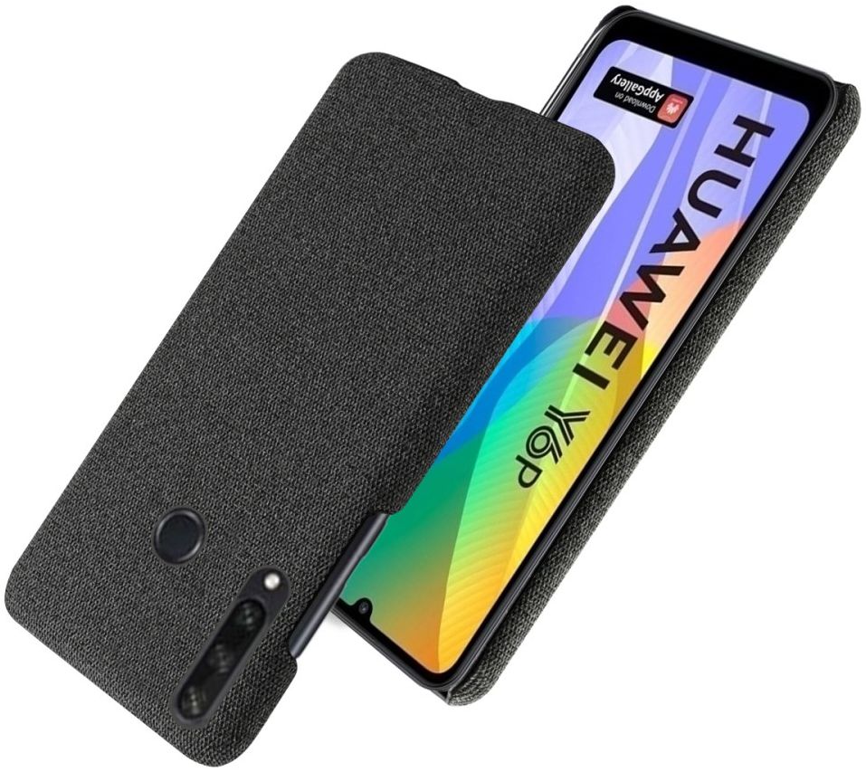 Huawei Y6p Stof Hard Back Cover Zwart Gsmpuntnl