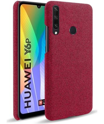 Huawei Y6p Stof Hard Back Cover Rood Hoesjes