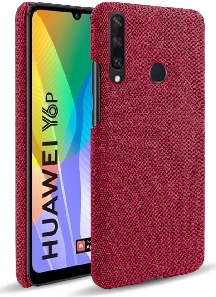 Huawei Y6p Stof Hard Back Cover Rood afbeelding 1