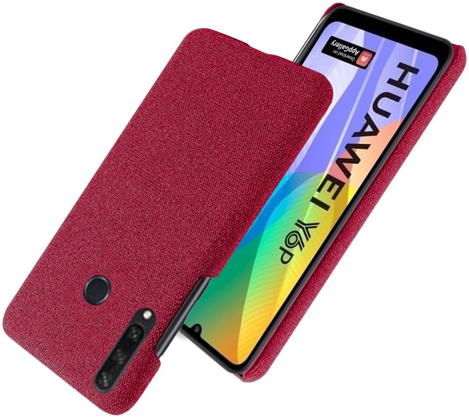 Huawei Y6p Stof Hard Back Cover Rood afbeelding 2