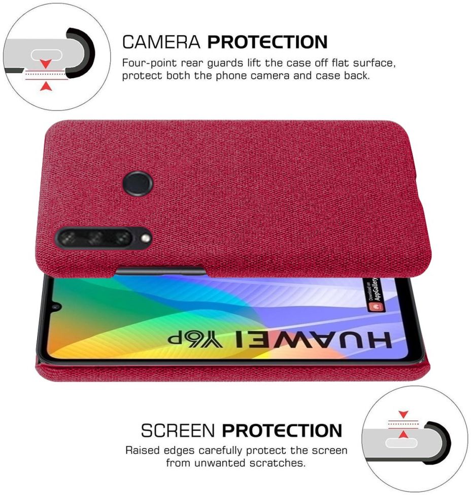 Huawei Y6p Stof Hard Back Cover Rood afbeelding 5