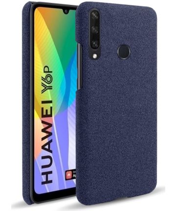 Huawei Y6p Stof Hard Back Cover Blauw Hoesjes