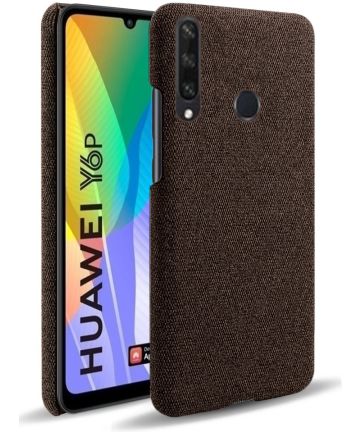 Huawei Y6p Stof Hard Back Cover Coffee Hoesjes