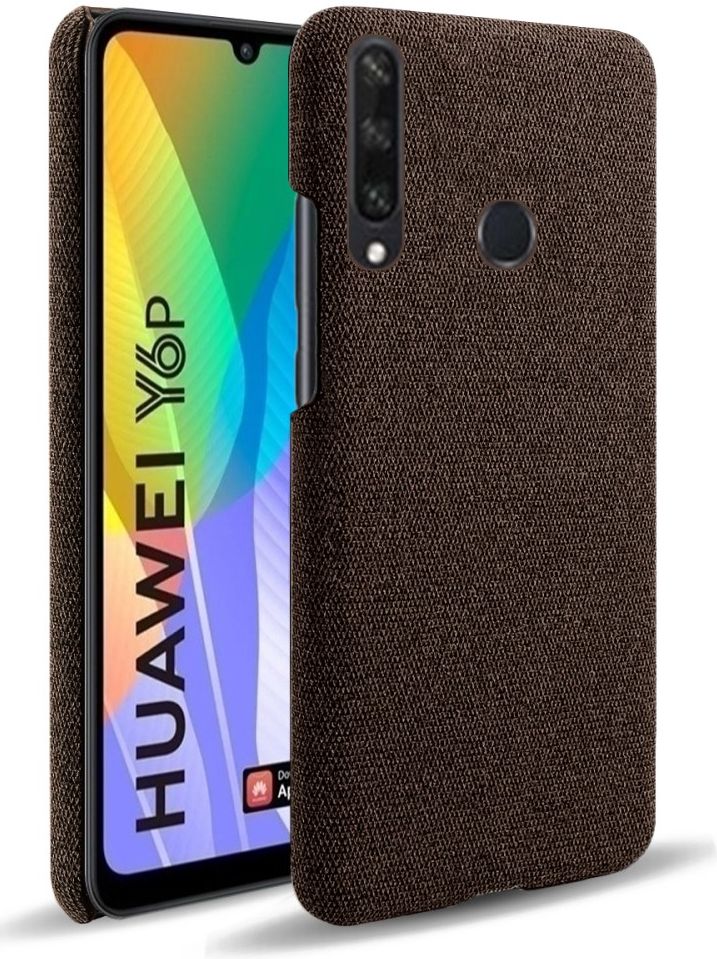 Huawei Y6p Stof Hard Back Cover Coffee afbeelding 1