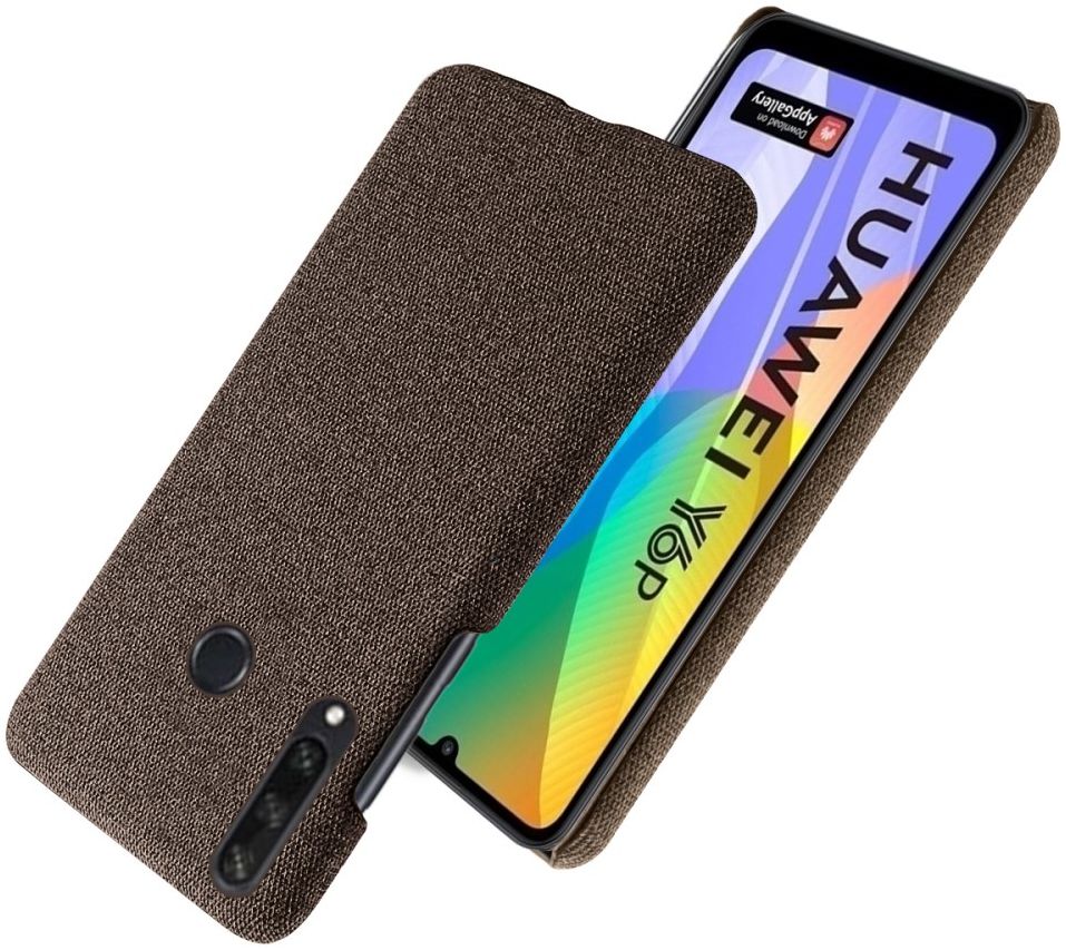 Huawei Y6p Stof Hard Back Cover Coffee afbeelding 2