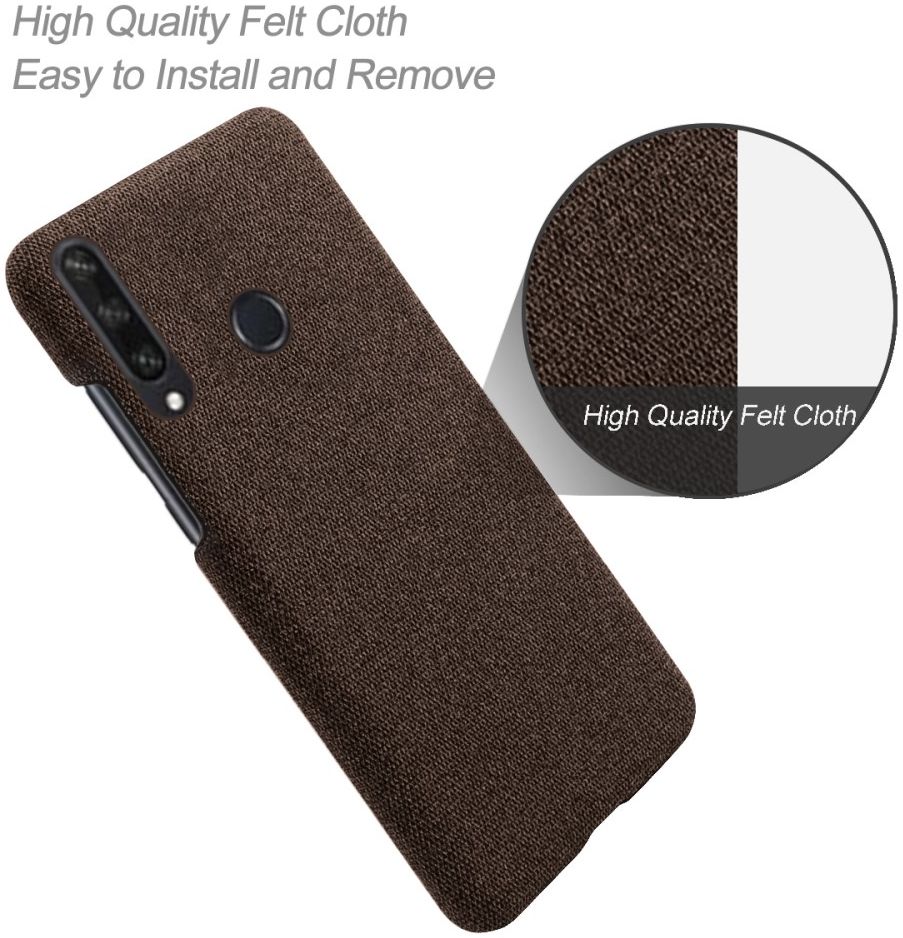 Huawei Y6p Stof Hard Back Cover Coffee afbeelding 4
