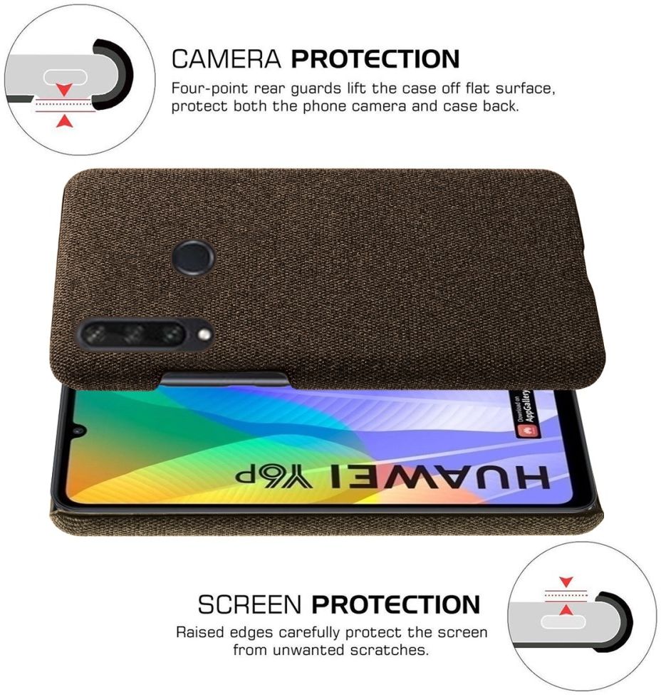 Huawei Y6p Stof Hard Back Cover Coffee afbeelding 5