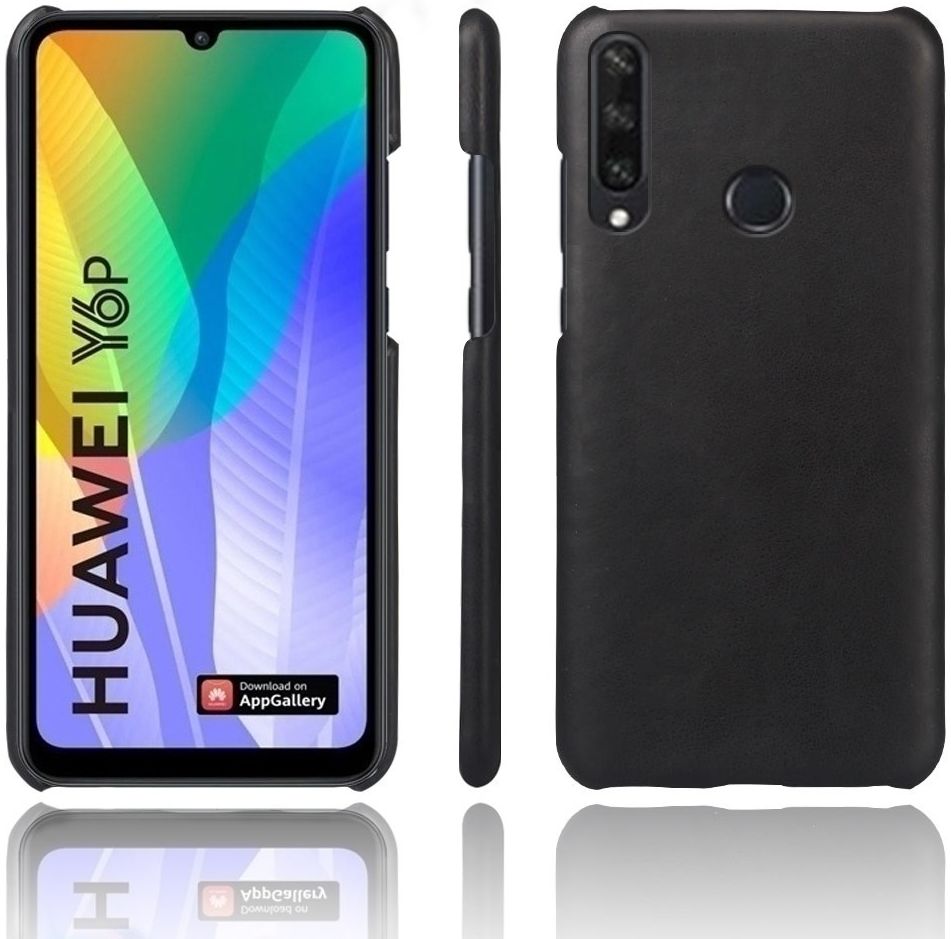 Huawei Y6p Hoesje met Kunstleer Zwart afbeelding 1