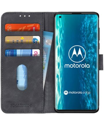 Motorola Edge vintage Portemonnee Hoesje Zwart Hoesjes