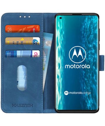 Motorola Edge vintage Portemonnee Hoesje Blauw Hoesjes