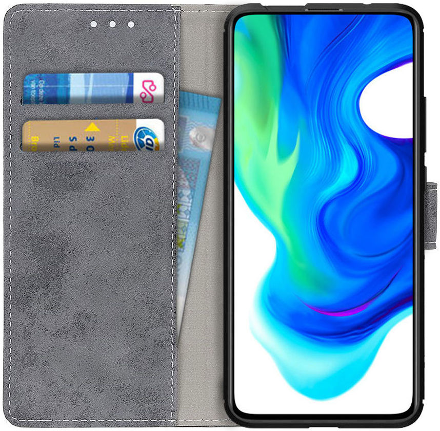 Xiaomi Poco F2 Pro Retro stijl Portemonnee Hoesje Grijs afbeelding 1