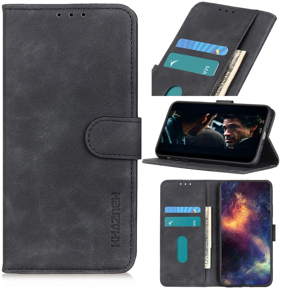 KHAZNEH  Alcatel 1SE (2020) Hoesje Retro Wallet Book Case Zwart afbeelding 9