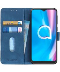 KHAZNEH Alcatel 1SE (2020) Hoesje Retro Wallet Book Case Blauw