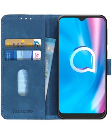 KHAZNEH Alcatel 1SE (2020) Hoesje Retro Wallet Book Case Blauw Hoesjes