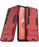 Oppo A91 Hoesje Shock Proof Back Cover Met Kickstand Rood