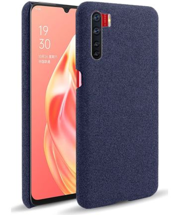Oppo A91 Stof Hard Back Cover Blauw Hoesjes