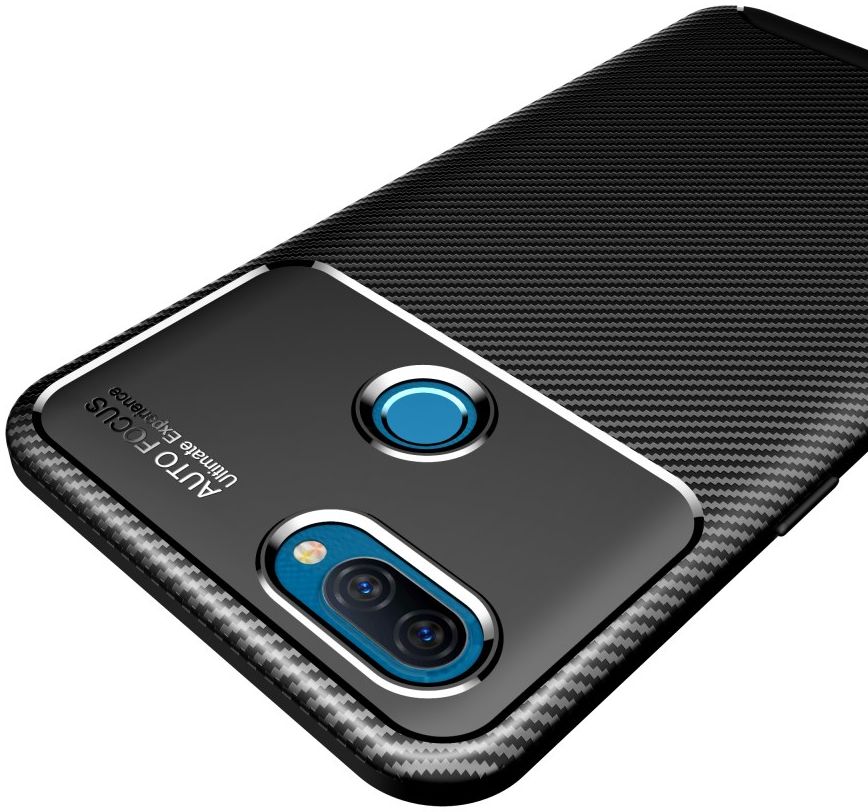 Oppo A12 Hoesje Geborsteld Carbon Flexibele Back Cover Zwart afbeelding 8