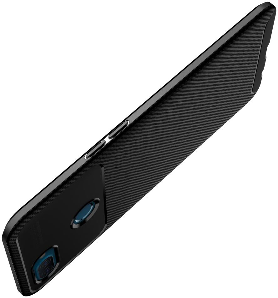 Oppo A12 Hoesje Geborsteld Carbon Flexibele Back Cover Zwart afbeelding 4