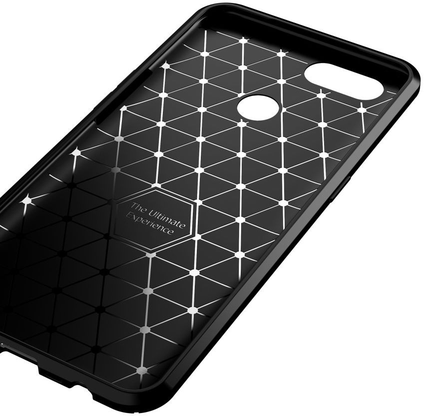 Oppo A12 Hoesje Geborsteld Carbon Flexibele Back Cover Zwart afbeelding 5